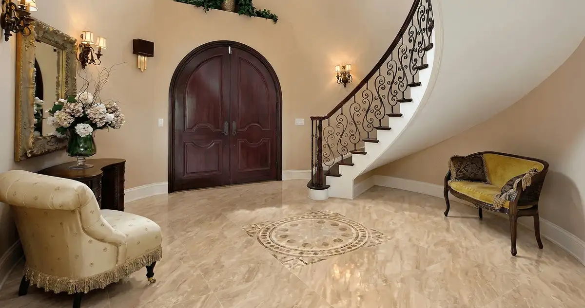 Entrance hall with professionally installed ceramic tile flooring in Sacramento CA