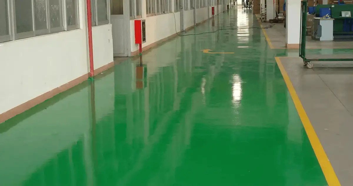 A factory floor professionally covered and marked with epoxy flooring in Sacramento, CA