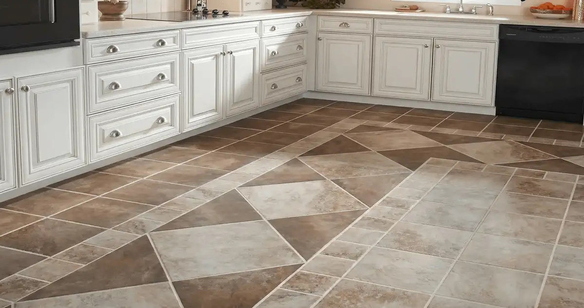 Kitchen with white cabinets and a professionally installed tile floor in Sacramento, CA